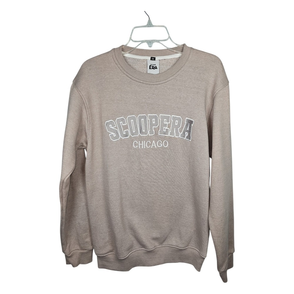 Scoop Era Chicago Sweatshirt Men's Medium Tan Heathered Graphic‎ Crew Neck